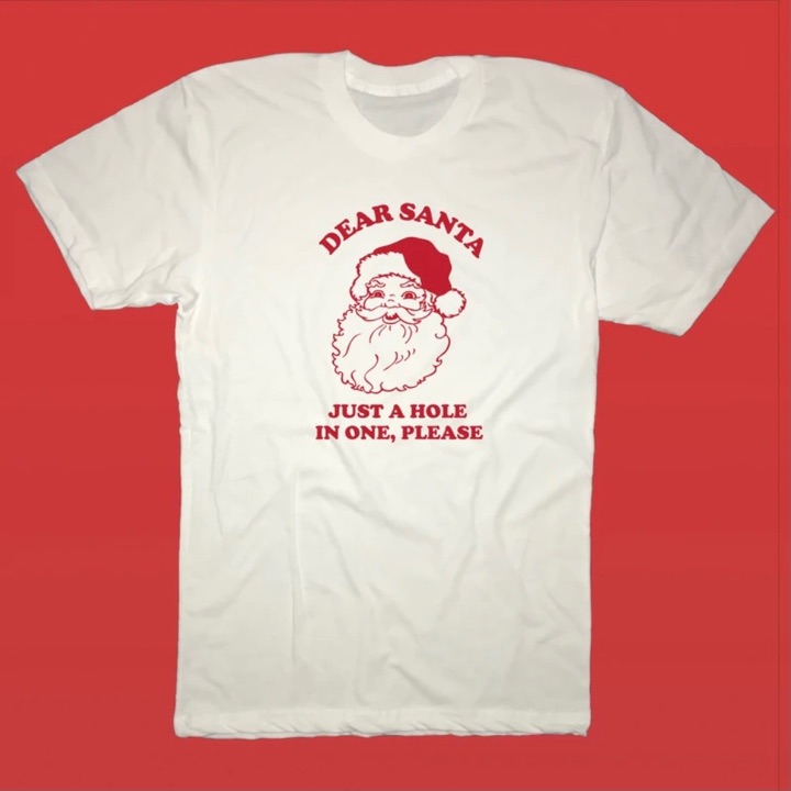 Dear Santa Just a Hole In One Please Christmas T-Shirt Size 2XL by Circles Golf