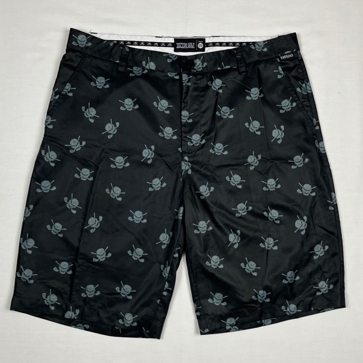 Tattoo Golf Performance Mens Shorts 38 All Over Skulls