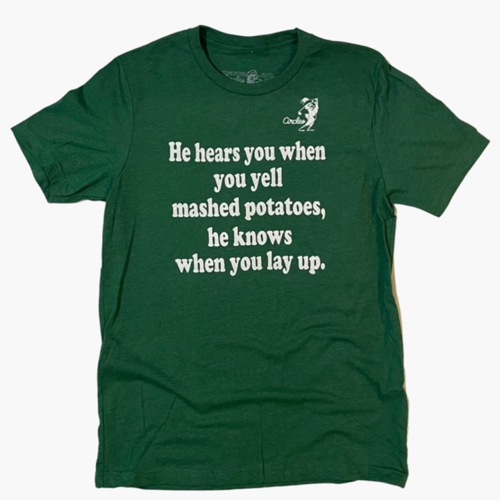 ou When You Yell Mashed Potatoes He Knows When You Lay Up T-Shirt Christmas Size Medium by Circles Golf
