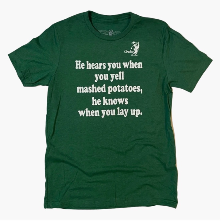ou When You Yell Mashed Potatoes He Knows When You Lay Up T-Shirt Christmas Size Large by Circles Golf