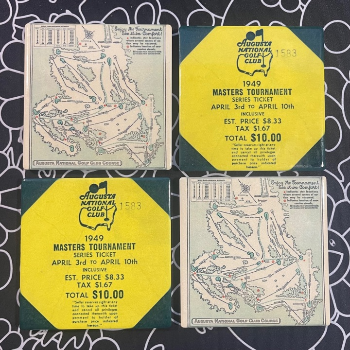 Masters Themed Ceramic Coaster Set Augusta Map Badge