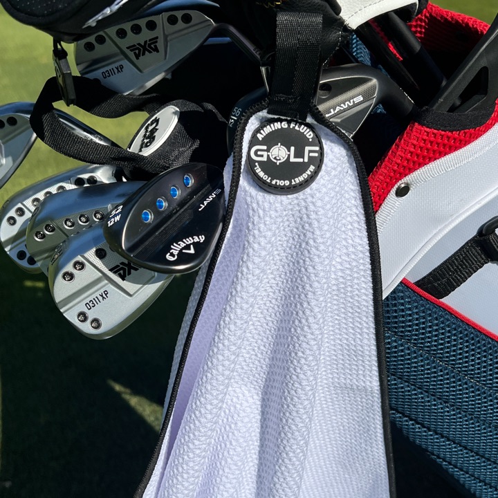 Magnetic Golf Towel (Stubby) White and Black