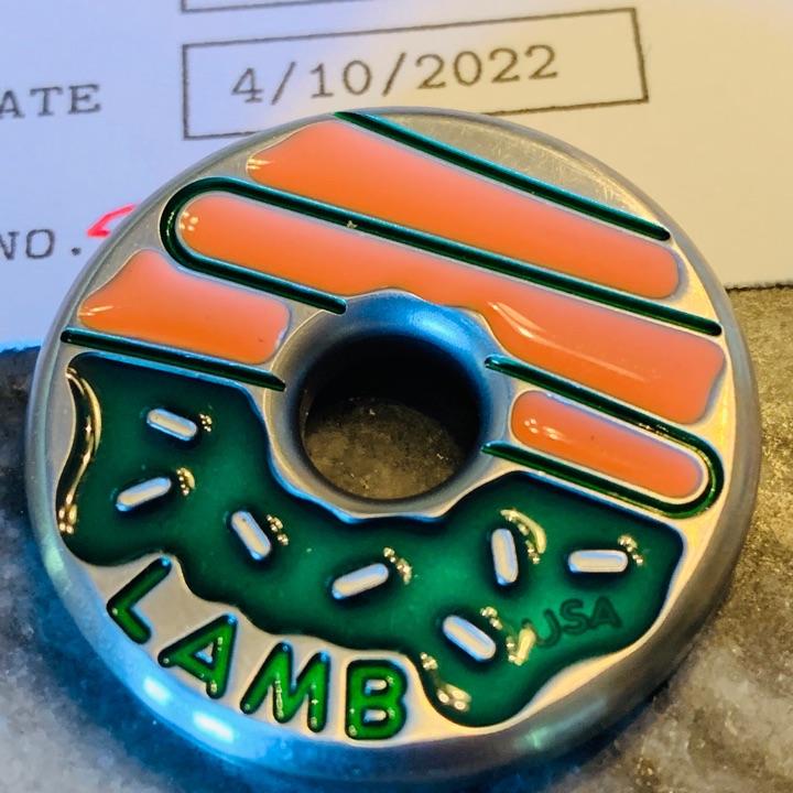 Tyson Lamb Crafted Peachy Green Donut Ball Marker (2022 Masters)
