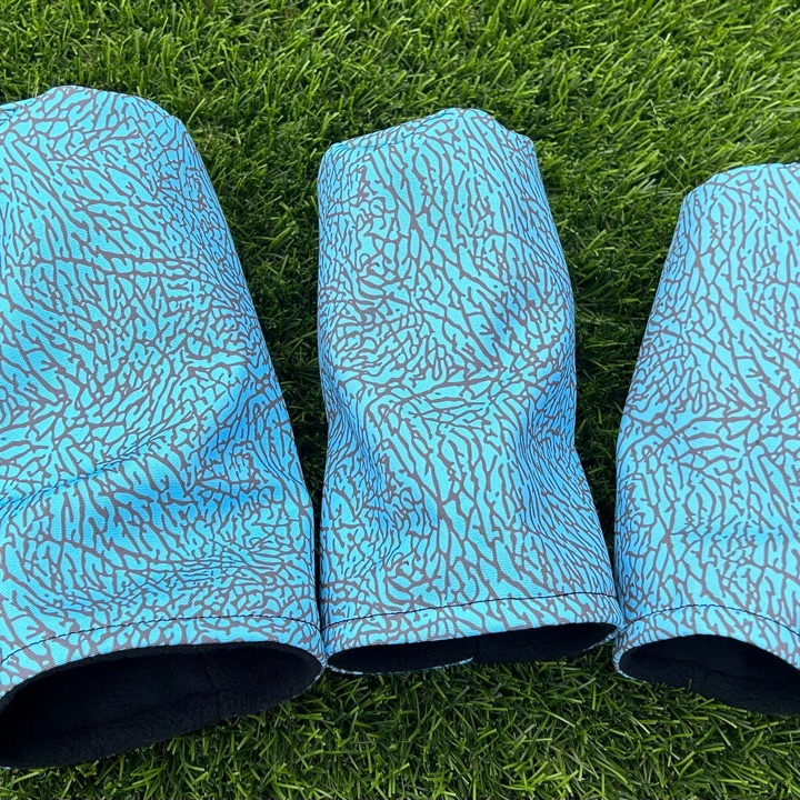 Jordan Inspired Carolina Blue Elephant Print Driver, Fairway & Hybrid Headcovers