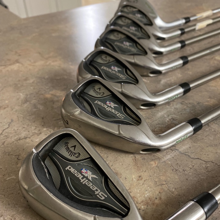 LH Callaway steelhead xr’s Regular graphite shafts playing 1.25” over