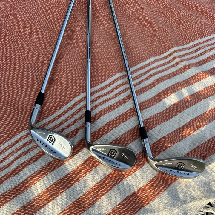 Renegar RxF Tour Proto Precision Forged Wedge set Gap, Sand, & Lob with KBS Wedge steel shaft and leather Best Grips.