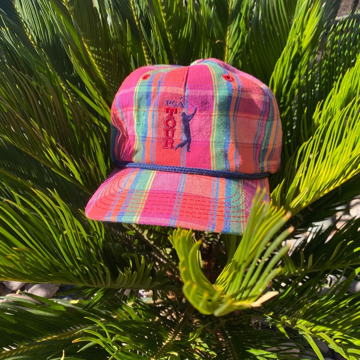 Vintage PGA tour all over plaid ram golf strap back