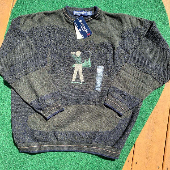 Vintage Scottish Isle Crewneck Golf Sweater