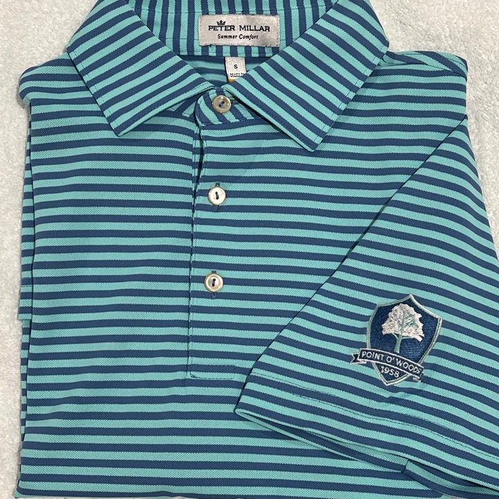 Peter outlet Millar Mens XL Button Up Green, Purple, Blue Rainbow Striped Golf Shirt