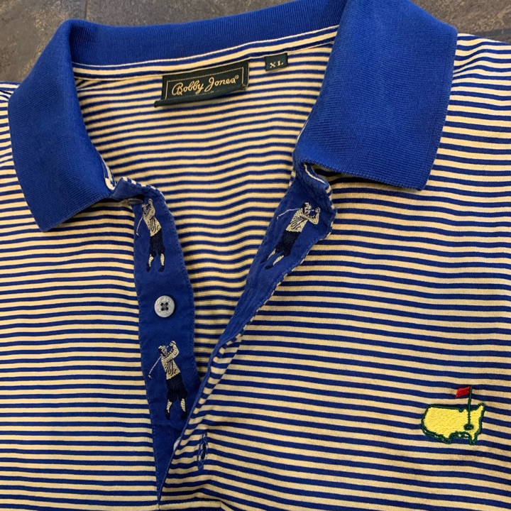 Masters Tech Yellow Striped Golf Polo shops Sz XL