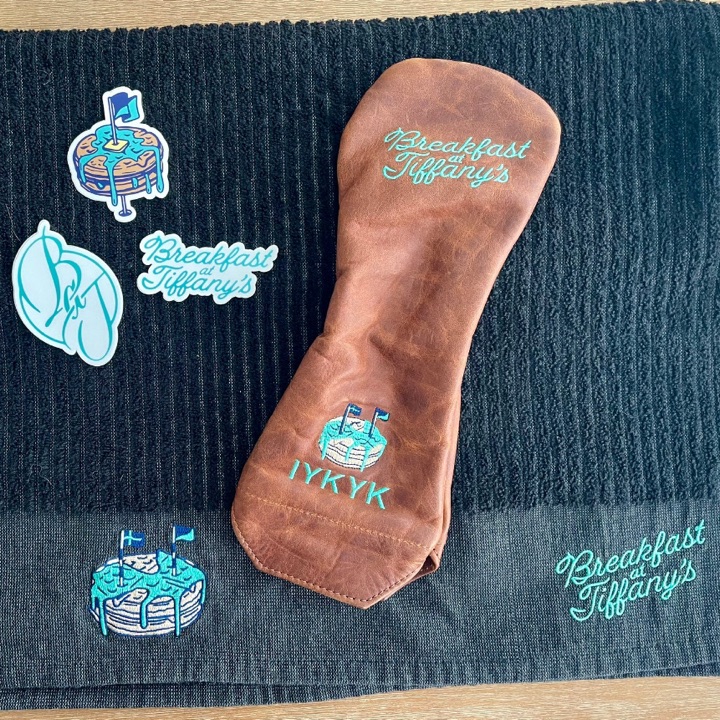 “Breakfast at Tiffany’s” Leather Fwy Headcover, Caddy Towel & Sticker Pack