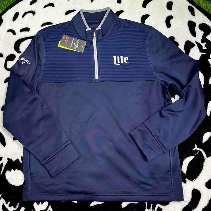 Men’s Callaway Golf Miller Lite Logo 1/4 Zip Jacket Navy Blue Size Large