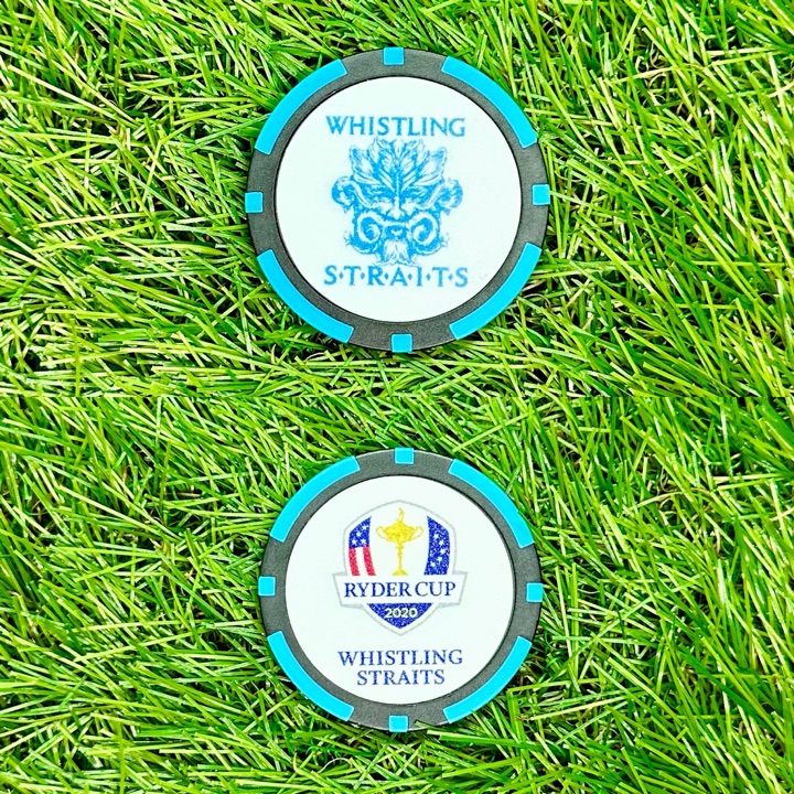 New 2021 Ryder Cup Poker Chip Ball Marker Blue Black Whistling Straits