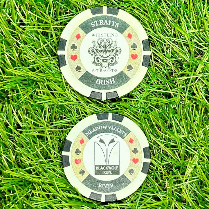 New Whistling Straits, Irish, Blackwolf Run Poker Chip Ball Marker White & Black