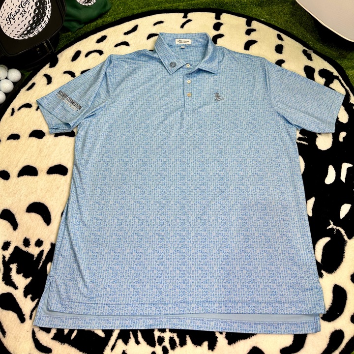 Scotty Cameron Peter Millar Gallery Drink Glass Print Peace Surfer Polo Blue XL