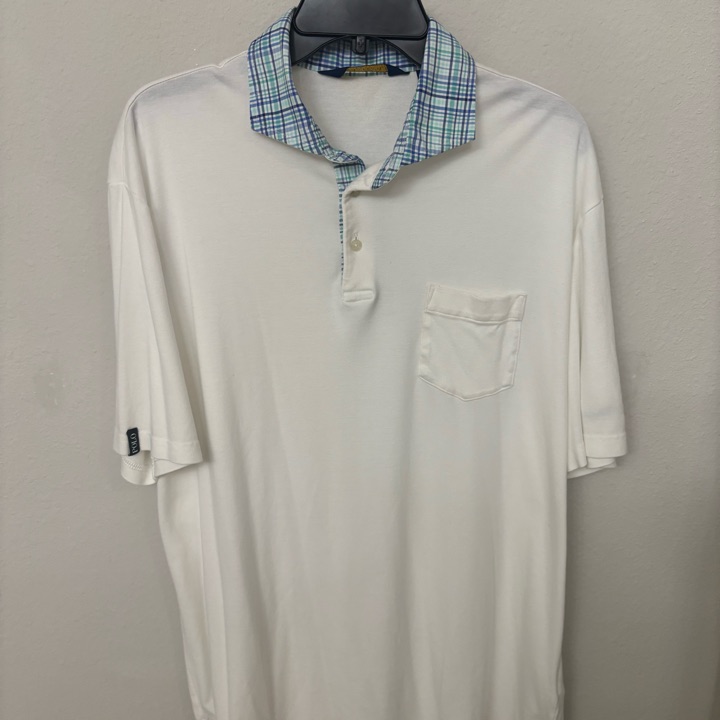 Polo Ralph Lauren Golf Polo Shirt The Players Championship White Plaid Collar XL