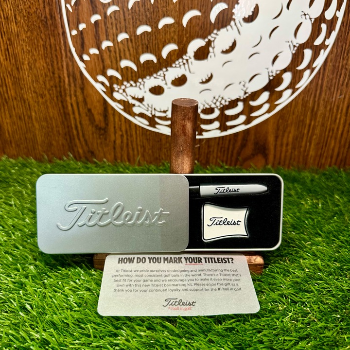 New Titleist Alignment Ball Marker & Branded Sharpie Kit - Black With Metal Case