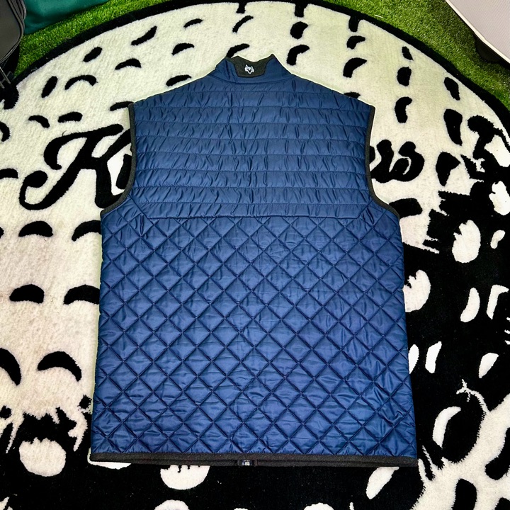 Greyson Quilted Full Zip Vest Performance S Navy Blue Golf Winged