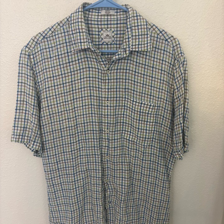 Peter Millar Men’s Button Down 100% Linen Gingham Check Relaxed Shirt Sz Medium