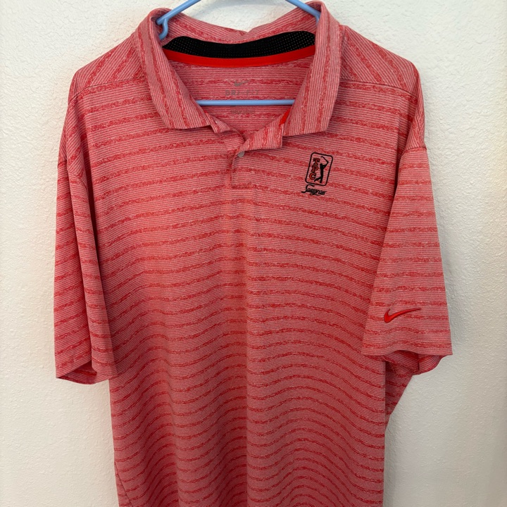 Nike Golf Polo Shirt XXL 2XL Red Striped Black Athletic TPC Sawgrass Vented