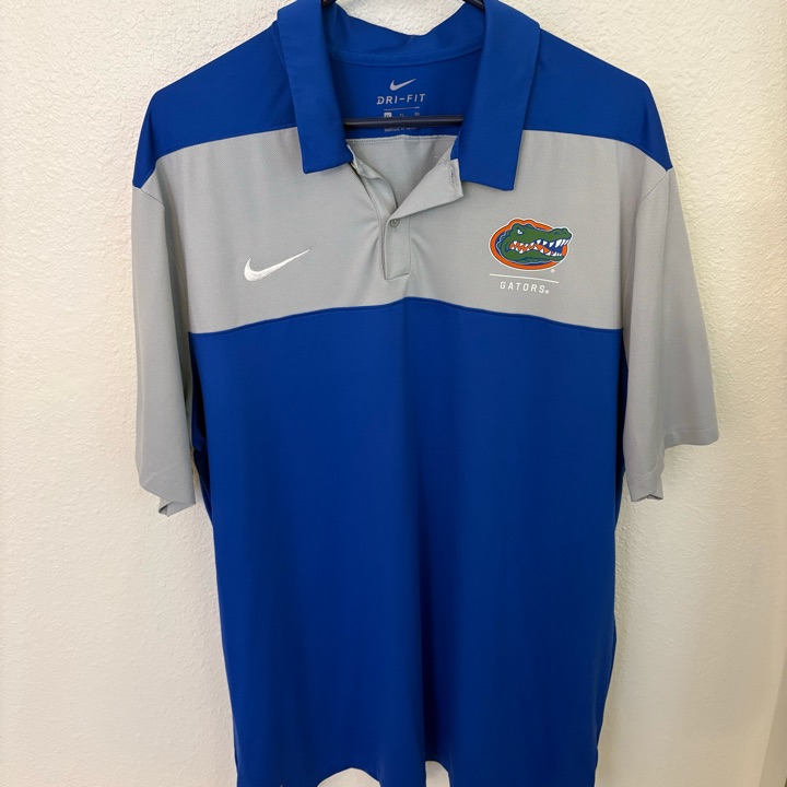Nike Florida Gators Dri-Fit Polo Shirt Blue Grey Colorblock Men’s XL UF SEC NCAA